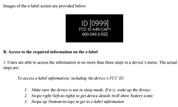 FCC ID - A4R-CAP1 - Google Glass