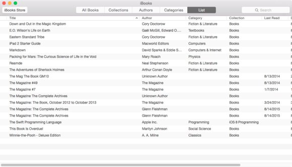 iBooks OS X - List View