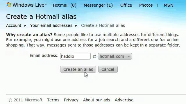 How to create disposable email address in Hotmail?