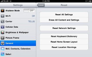 Delete All Content And Settings On iPad