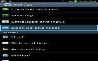 How To Customize Back Up And Reset On Samsung Galaxy S3