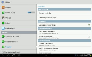 How To Use Security Settings On Samsung Galaxy Tab 2