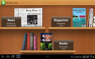 Samsung Readers Hub is a one stop shop for books, magazines and newspapers from around the world on your Samsung Galaxy Tab 2.