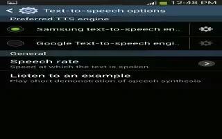 How To Use Speech Settings - Samsung Galaxy Tab 3