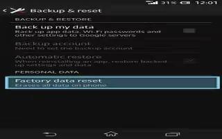 How To Factory Data Reset – Sony Xperia Z1