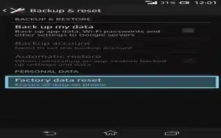 How To Factory Data Reset – Sony Xperia Z1