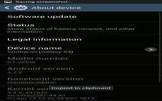 How To Use About Device Settings - Samsung Galaxy Note 3