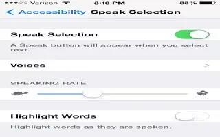 How To Customize Speak Selection – iPhone 5C