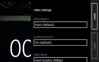 How To Use Video Camera Settings - Nokia Lumia 928