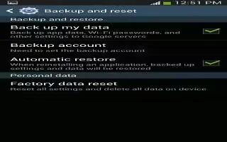 How To Backup And Reset Settings - Samsung Galaxy S4 Active