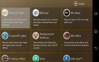 How To Use Camera Settings - Sony Xperia Z2