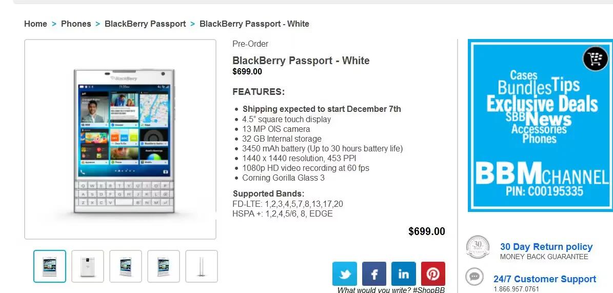 White BlackBerry Passport Up For Pre-Order