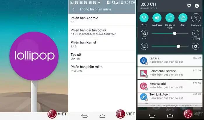 Android 5.0 Lollipop Leak Appears On LG G3 F400S And D855