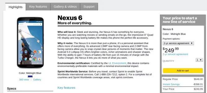 Sprint Drops Nexus 6 Pricing, Refunds Those Who Paid More