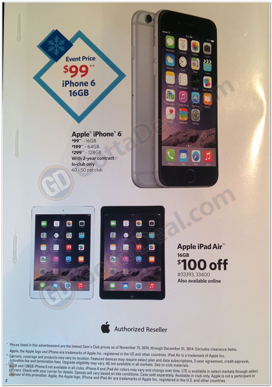 Sam's Club Selling iPhone 6 From $99 On Nov 15