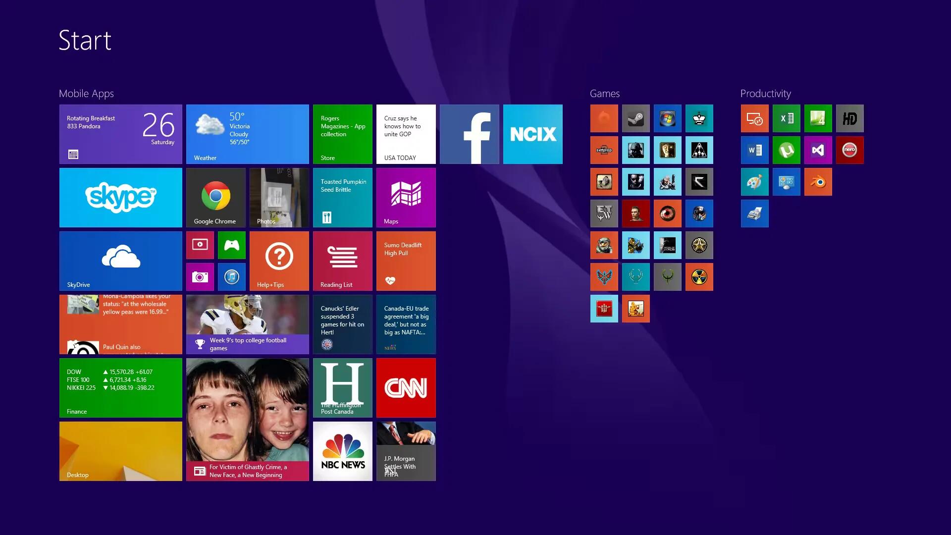 Windows 8 Start Screen