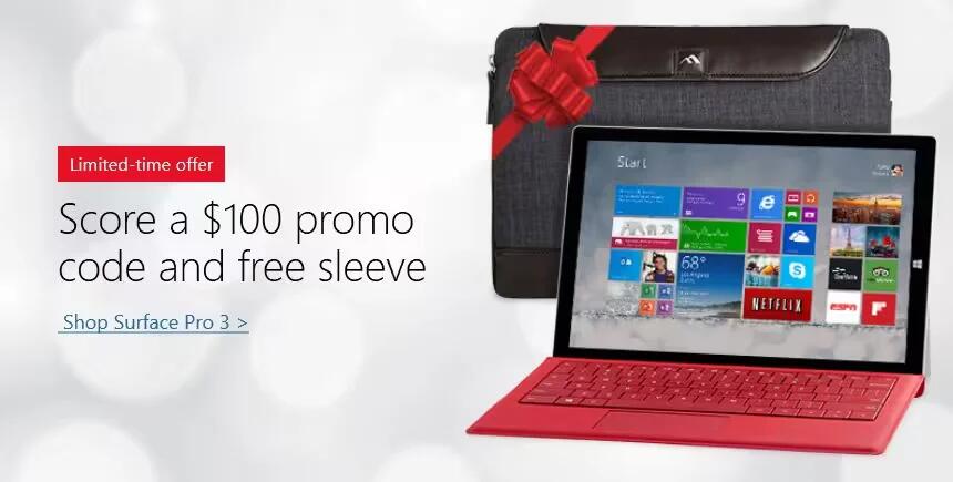 Microsoft Offers $100 Promo And Free Sleeve With Surface Pro 3 Purchase