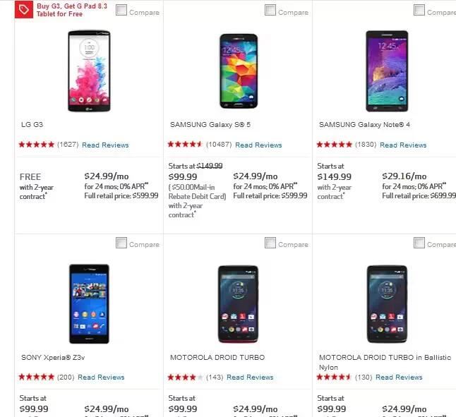 Verizon Announces 50% Off On Galaxy Note 4, Xperia Z3v, Driod Turbo And More