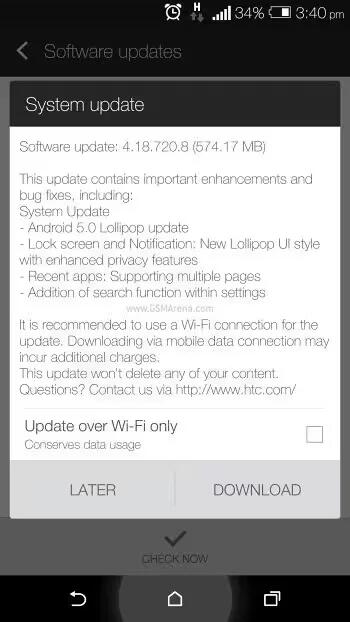 HTC One M8 Updated To Android 5.0 Lollipop In India