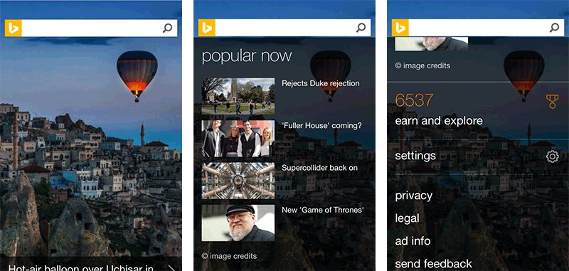 Bing Mobile Homepage