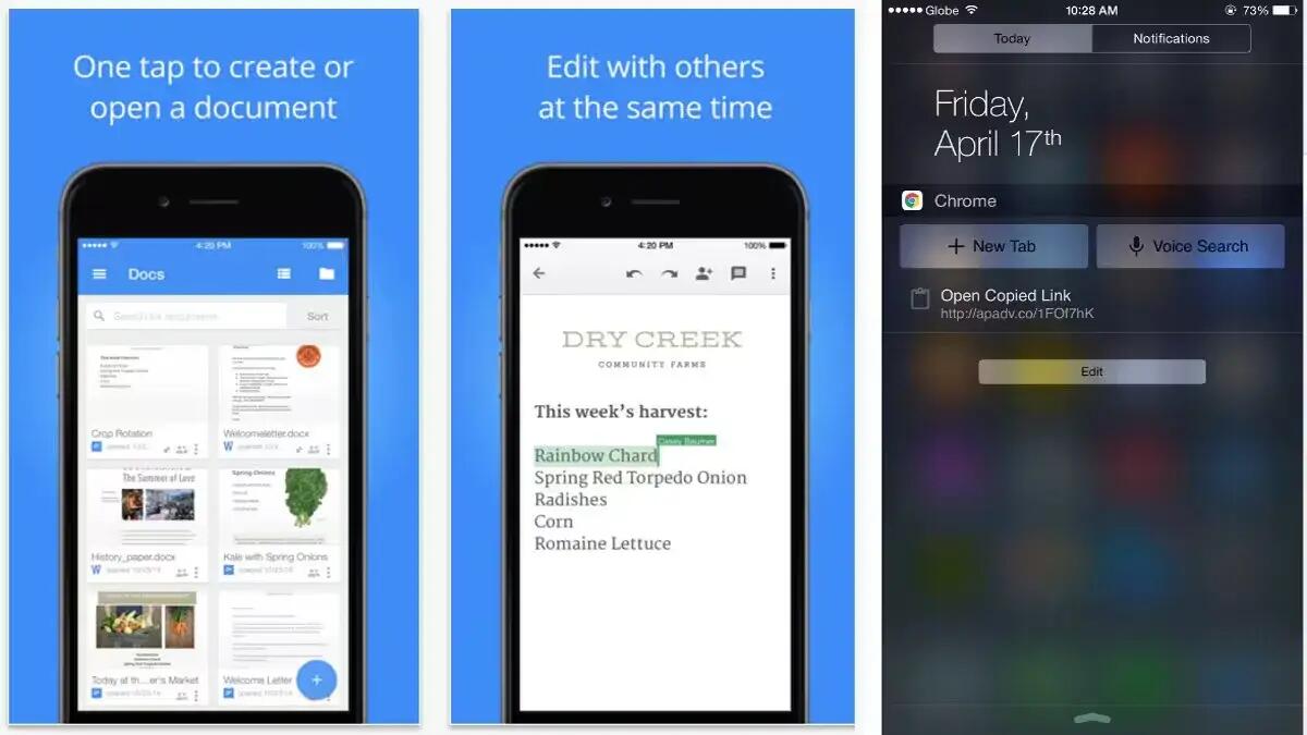 Google Chrome & Docs Apps For iOS