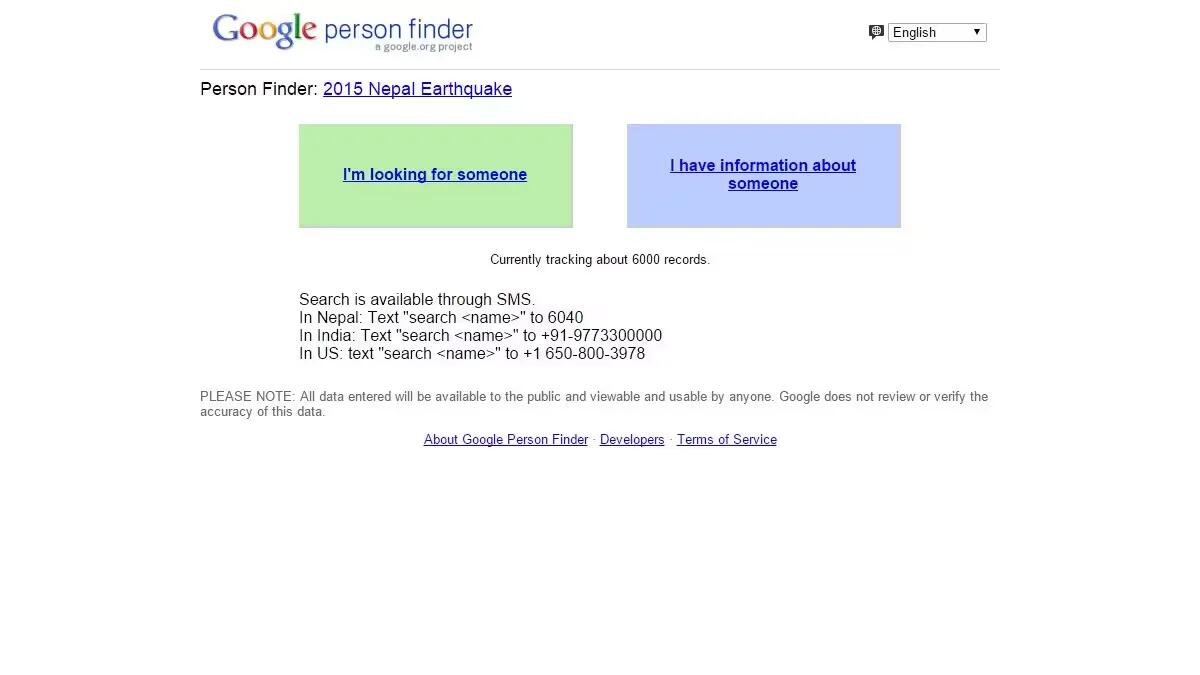Google Person Finder - Nepal Earthquake 2015