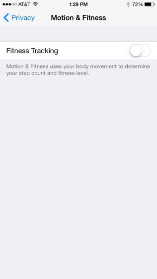 iPhone - Motion & Fitness Settings - Fitness Tracking Option Disabled
