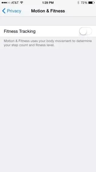 iPhone - Motion & Fitness Settings - Fitness Tracking Option Disabled