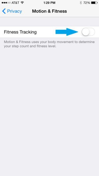 iPhone - Motion & Fitness Settings - Fitness Tracking Option Disabled
