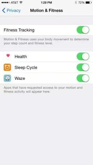 iPhone - Motion & Fitness Settings