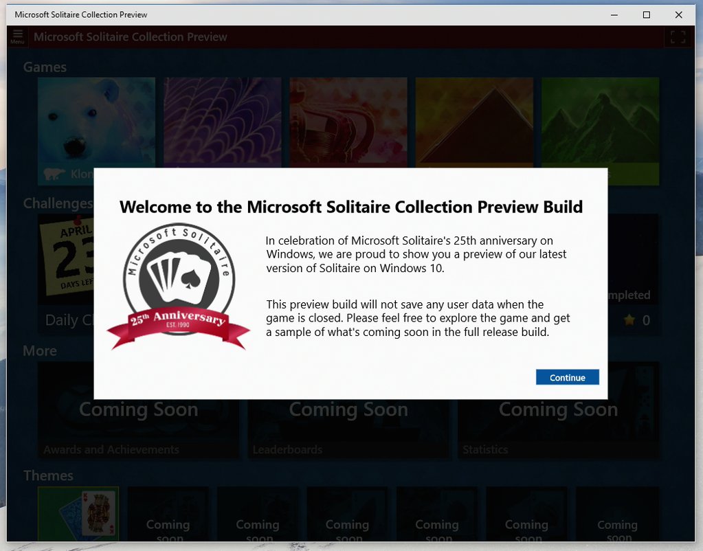Microsoft Solitaire - Preview Build