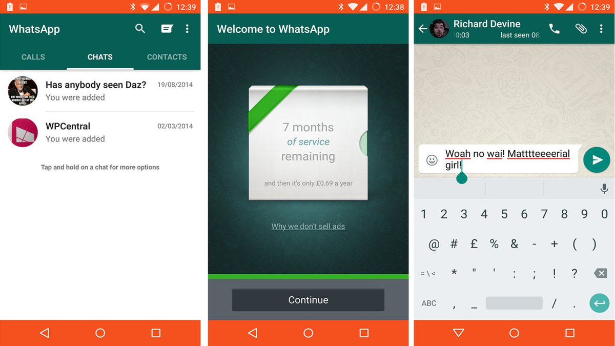 WhatsApp Material Design Screens