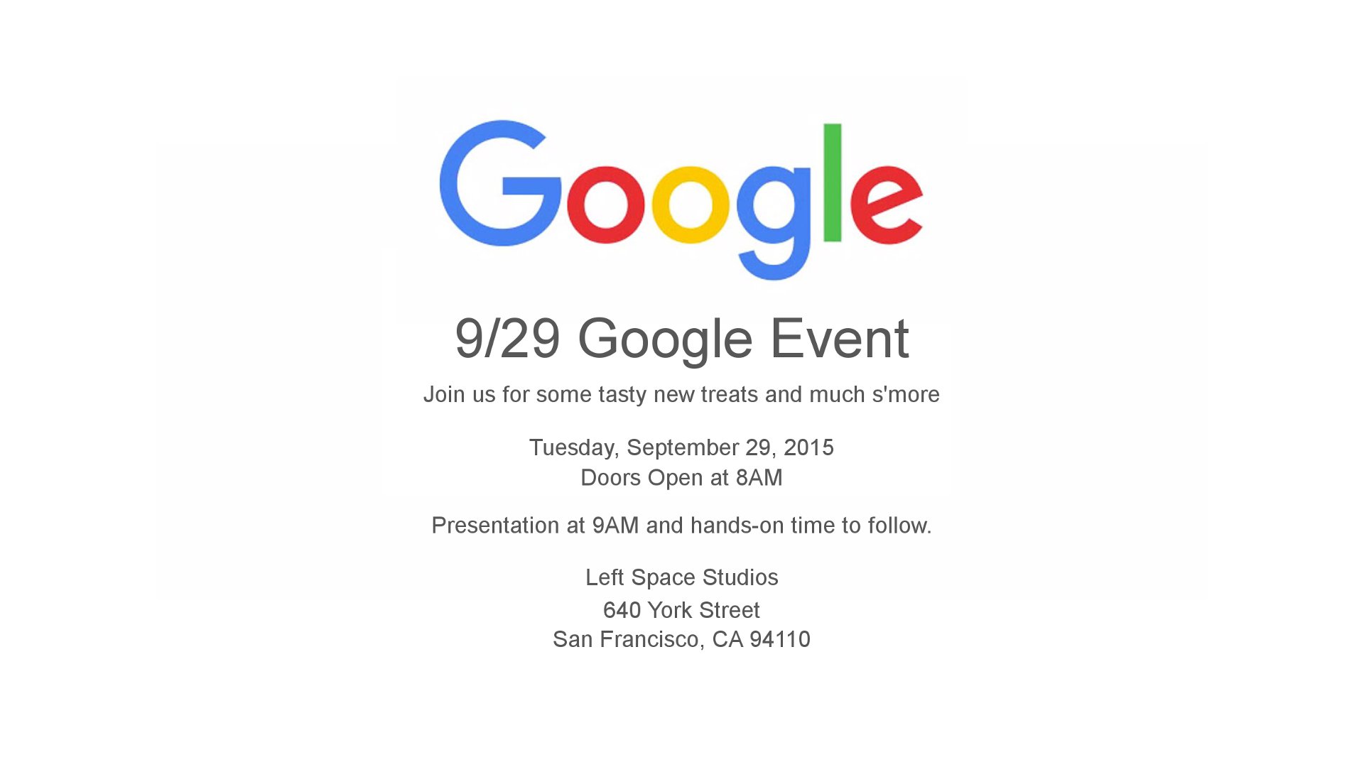 Google - September 29 Event Invite