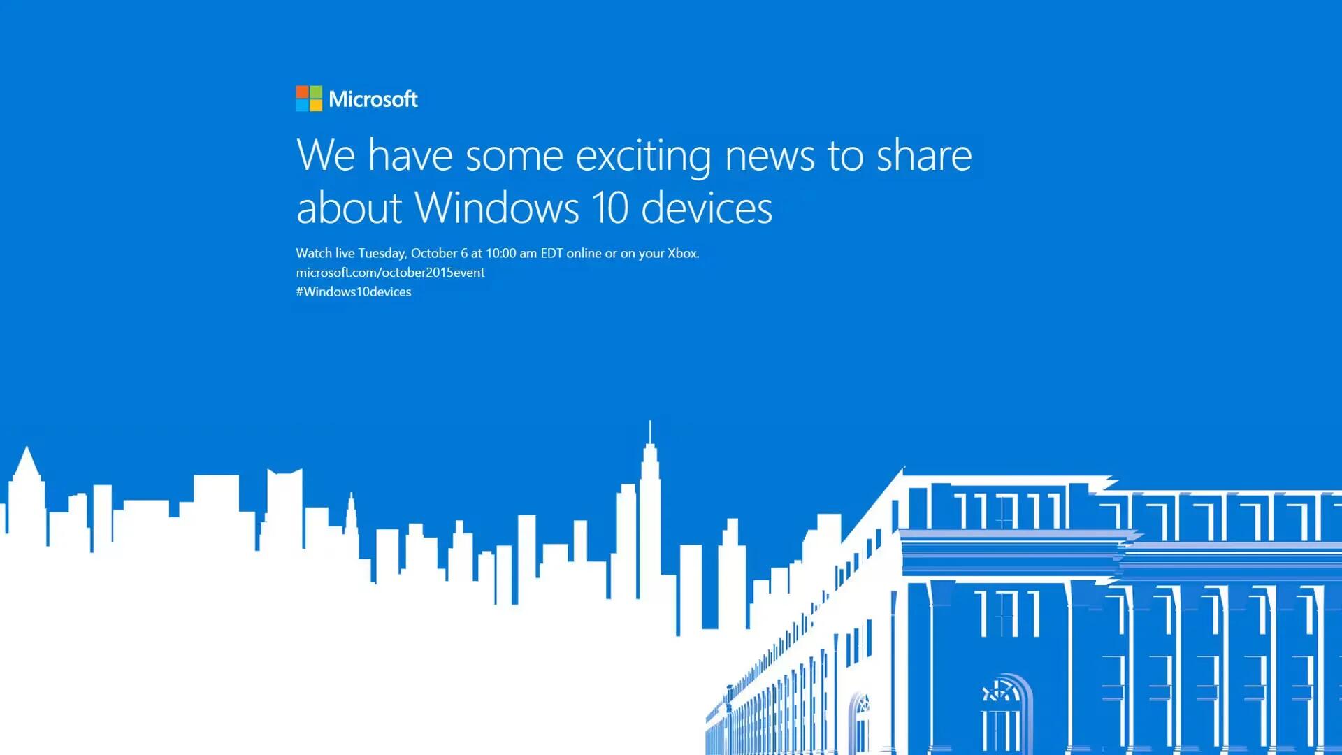 Microsoft October 2015 Windows 10 Event Invite