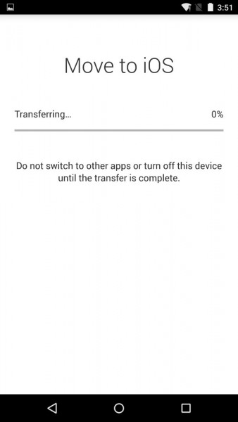 Move To iOS - Screen 7 - Transferring Data To iPhone