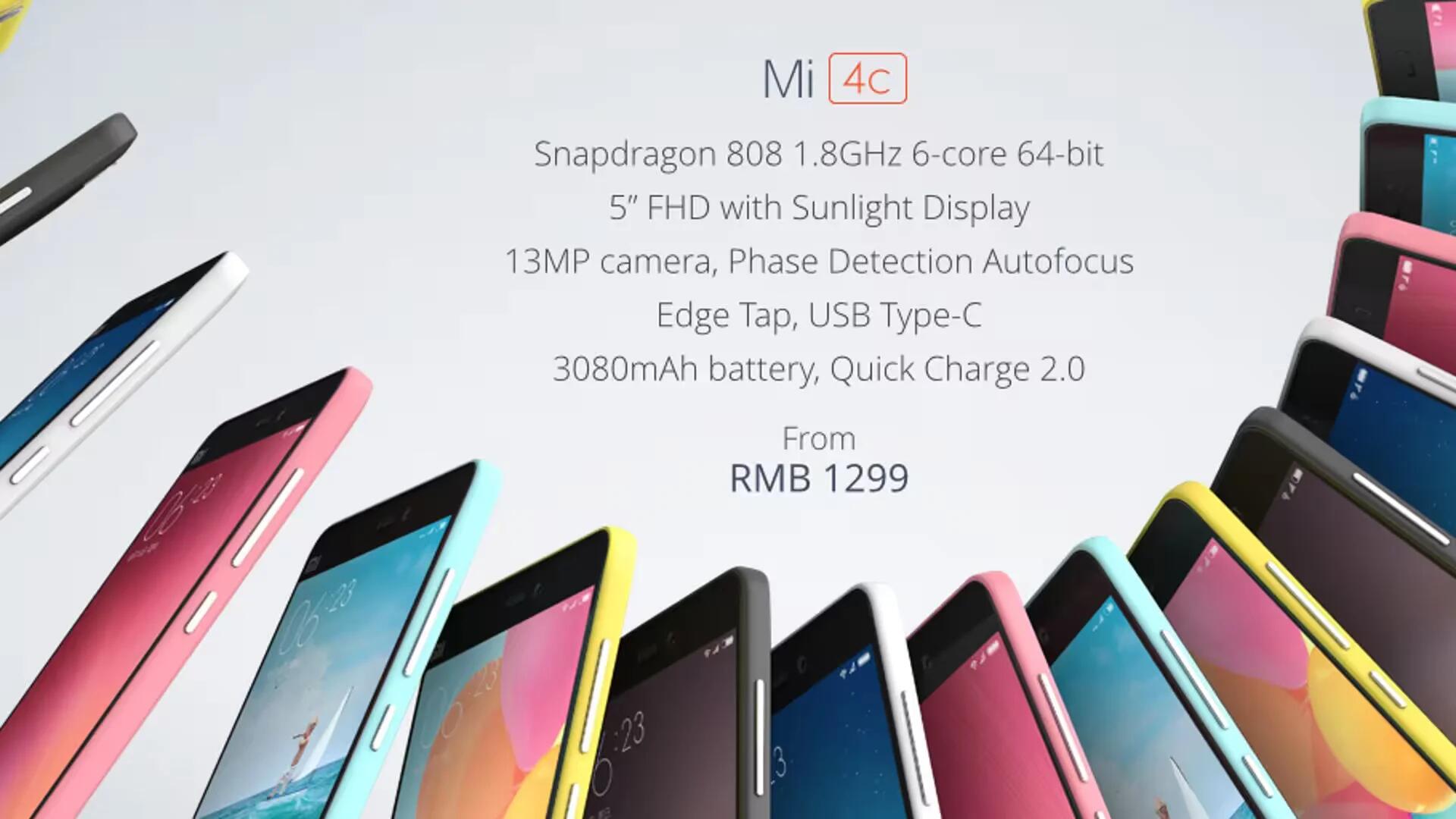 Xiaomi Mi 4C Launched in China. Offers Snapdragon 808, 5-inch FHD Display And USB Type-C For $204
