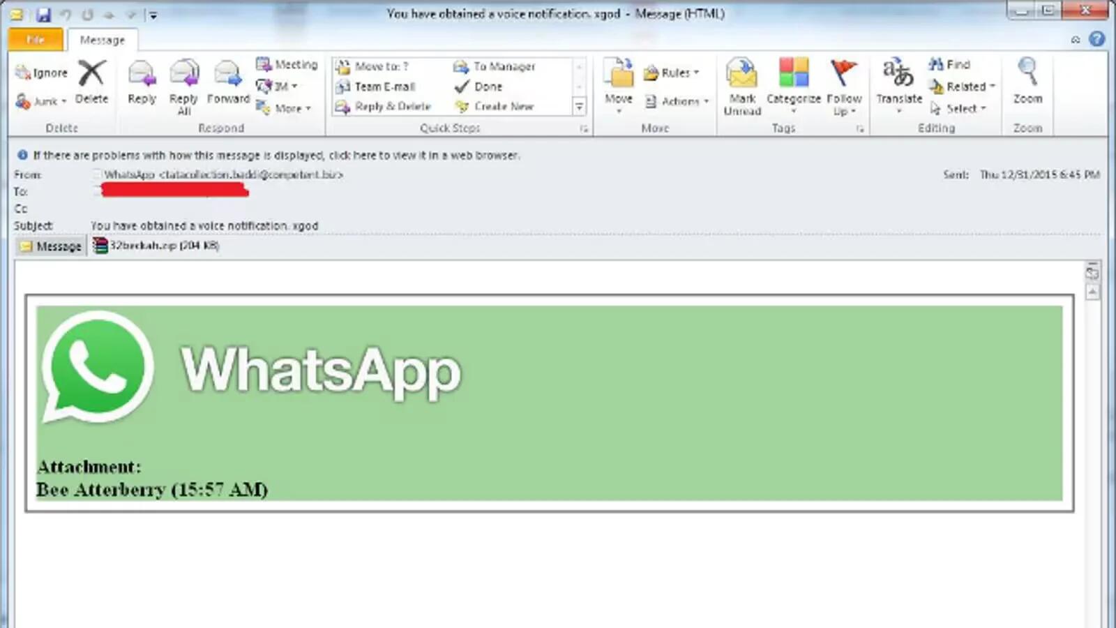 WhatsApp Phishing Email Template