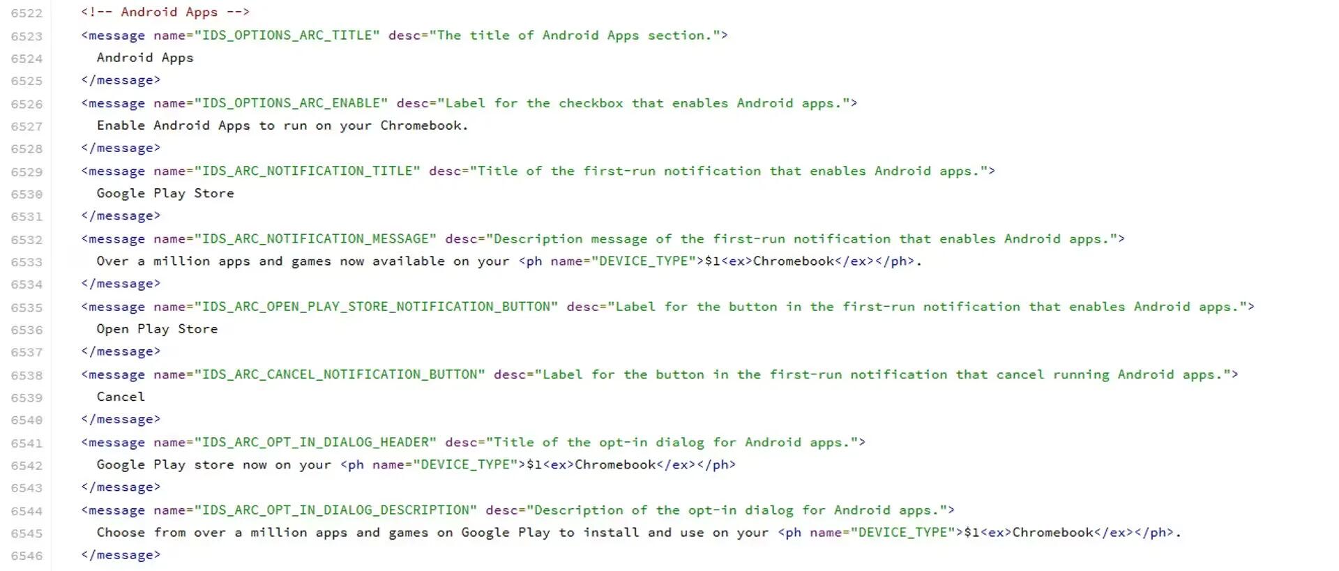 Chrome Os - ARC Messages