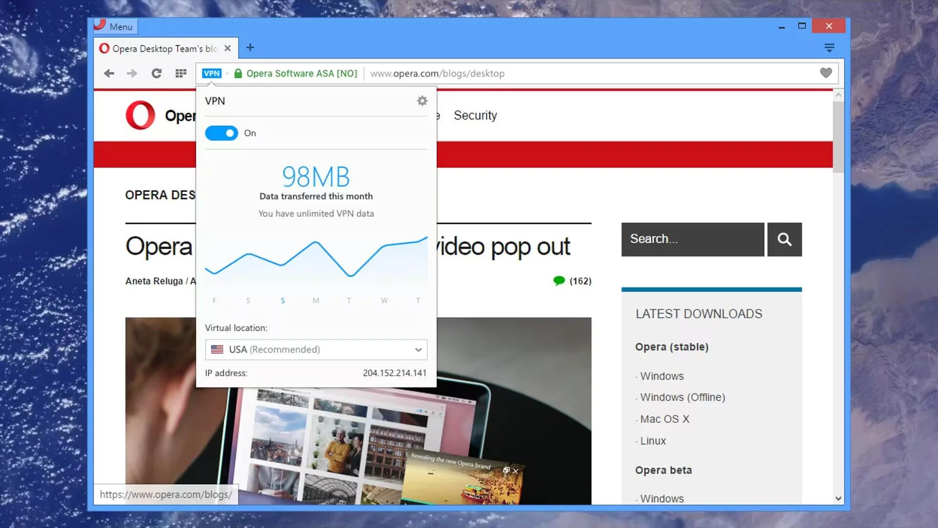 Opera Browser Adds Free Unlimited Built-In VPN For Secure Surfing