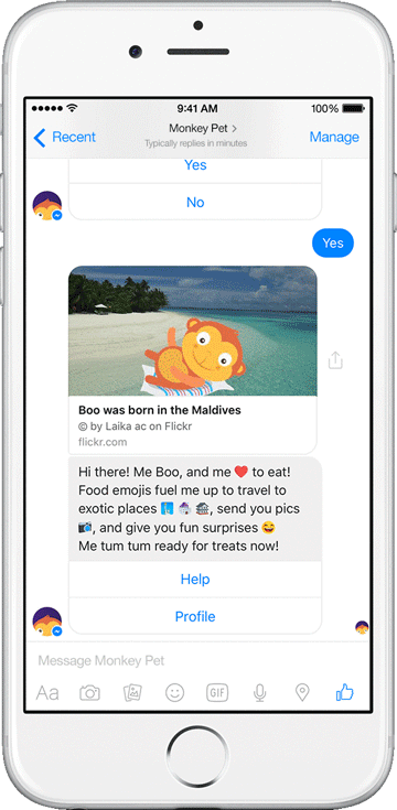 Yahoo Chatbot - @MonkeyPet For Messenger