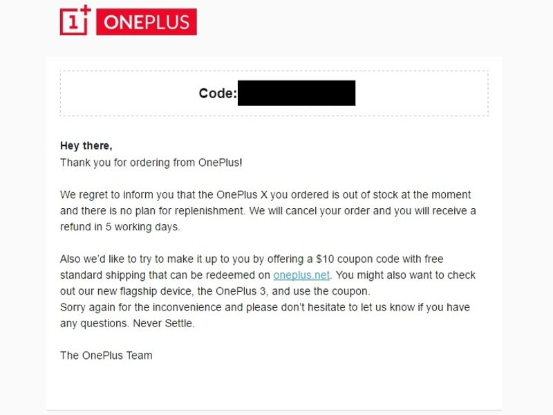 OnePlus X - Discontinued Notification