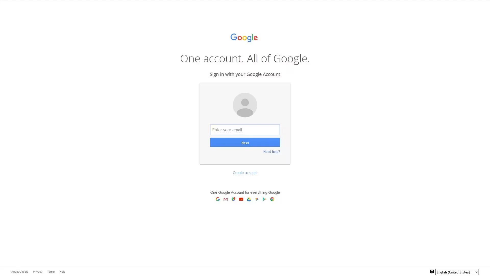 Google Login Page