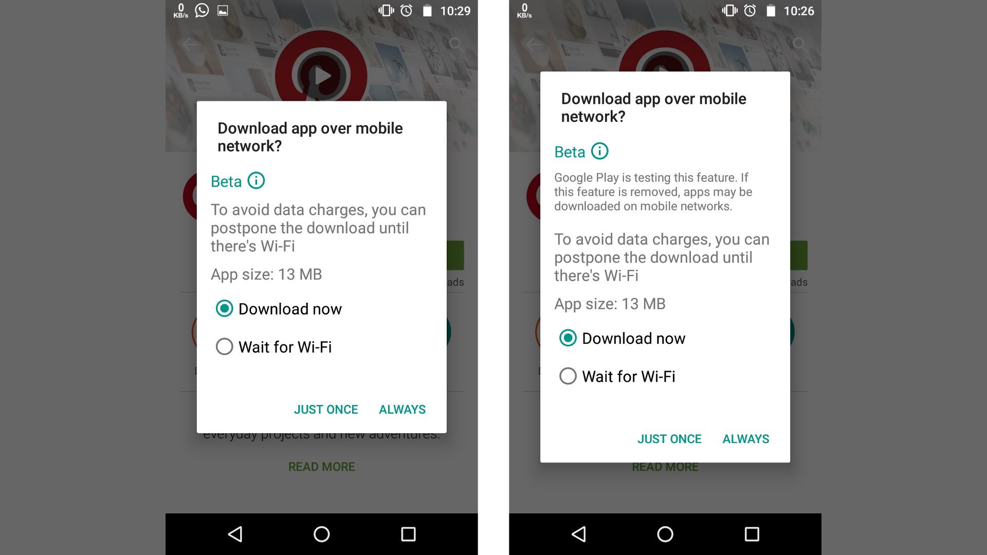 Option To Queue Play Store Downloads When Wi-Fi Is Available