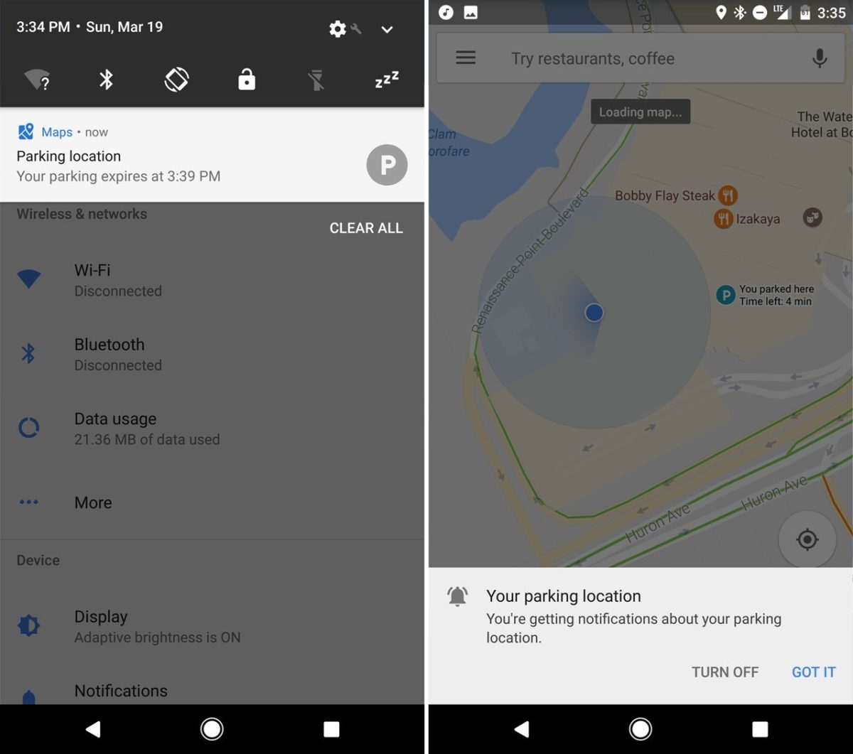 Google Maps For Android - Parking Feature