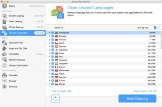 Movavi Mac Cleaner - Clean Unused Languages