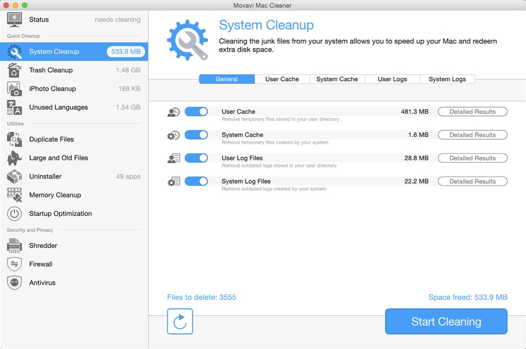 Movavi Mac Cleaner - System Cleanup