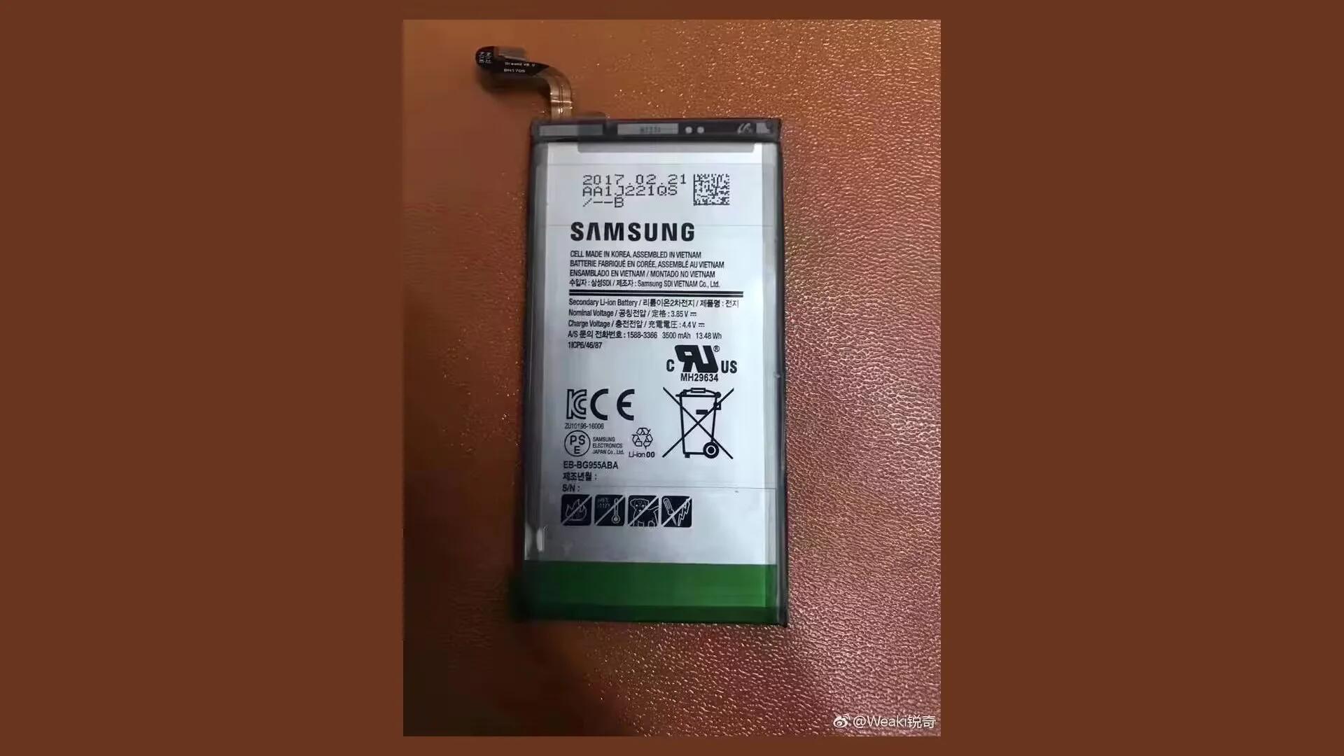 Image Of Samsung Galaxy S8 Plus Battery Leaked
