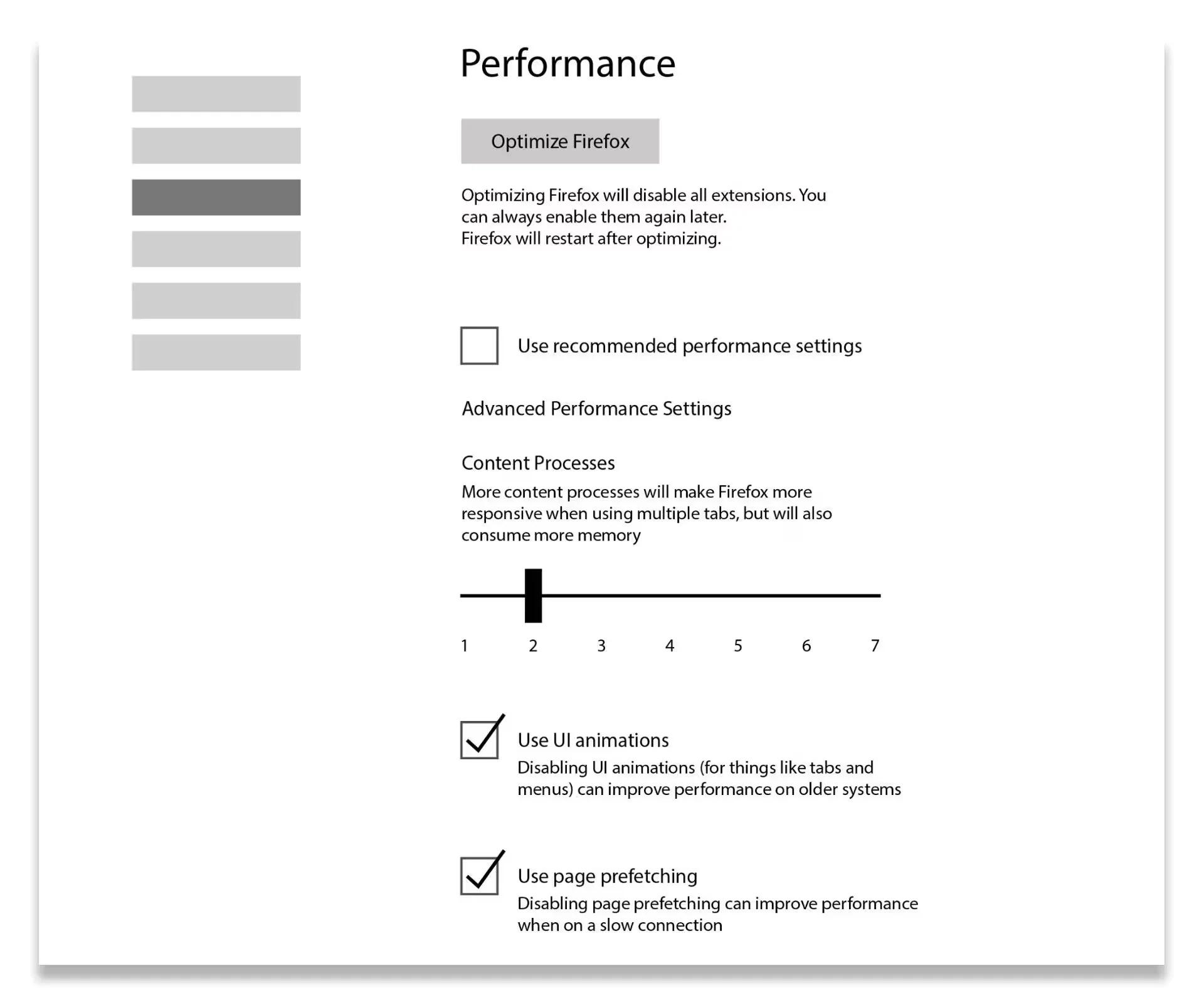 Mozilla Firefox - Performance Tab Concept UI