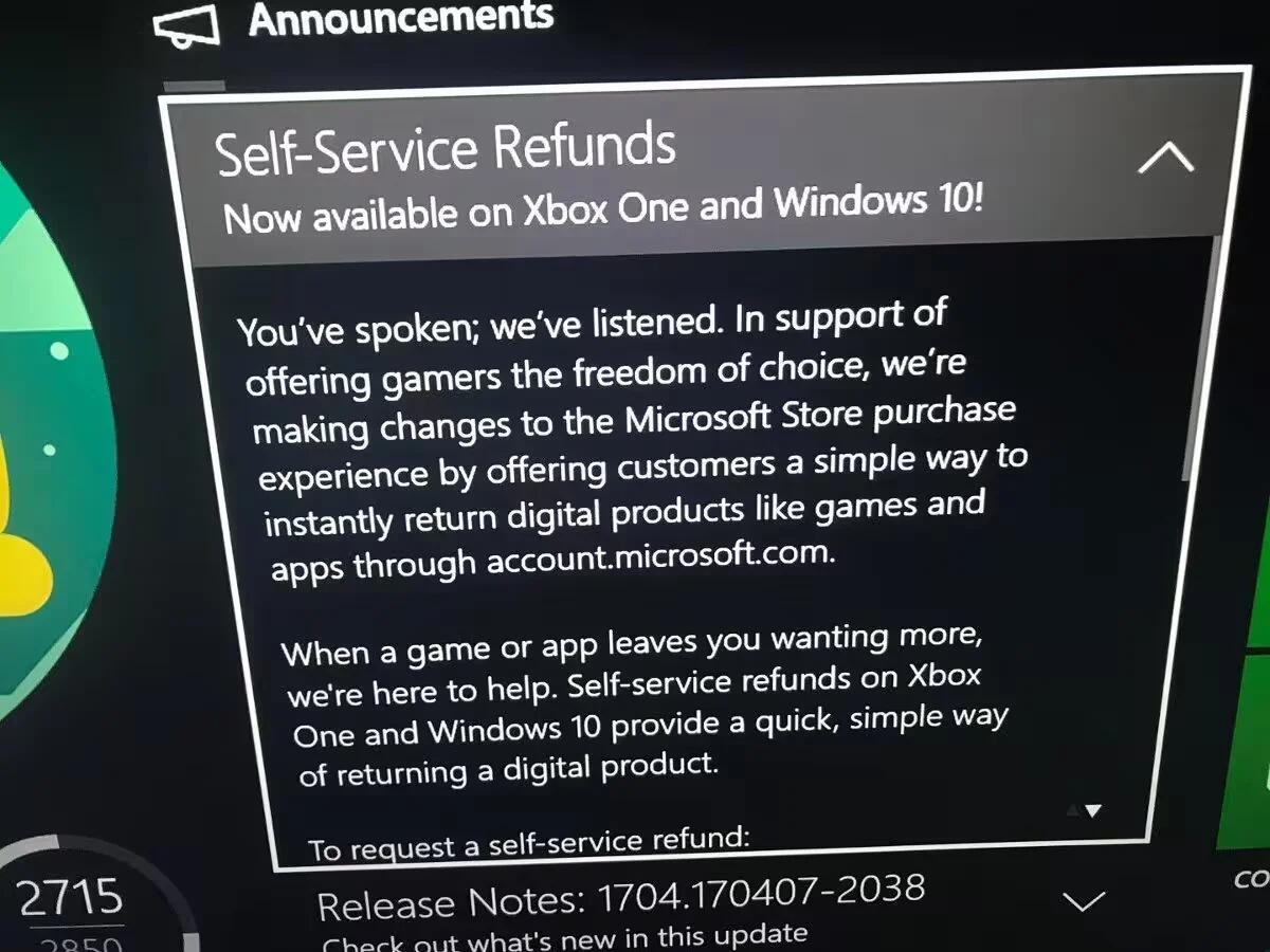 Xbox Store - Self-Service Refunds