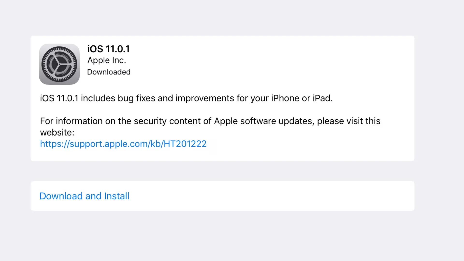 Apple Releases iOS 11.0.1 Update